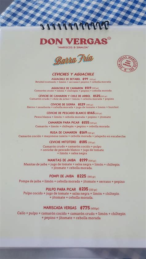 menu don vergas|Mariscos Don Vergas